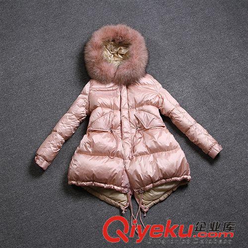 【2014秋冬季】 調(diào)調(diào)家貉子毛領(lǐng)羽絨服女款 冬裝韓版工裝服女中長(zhǎng)款 清倉(cāng) W2359原始圖片3