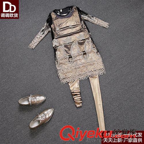 【休閑褲套裝】 熱薦爆款 惠歡歐洲站 歐美純棉小衫t恤短袖蕾絲裙褲套裝 Z3035