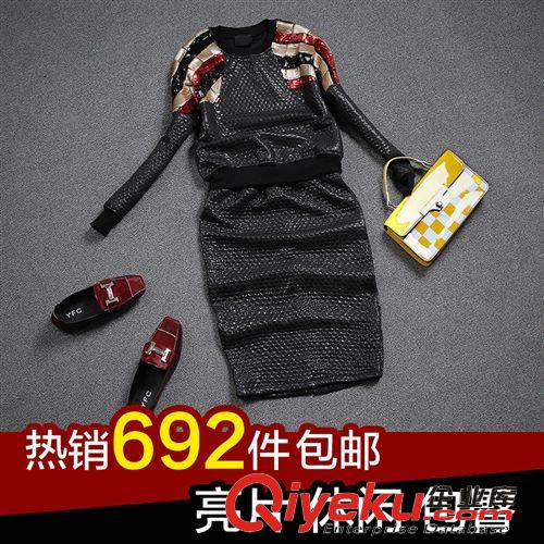 【裙裝系列】 調調家歐洲站亮片套裝 包臀裙歐美套裝裙一件代發女裝 Z2530原始圖片2