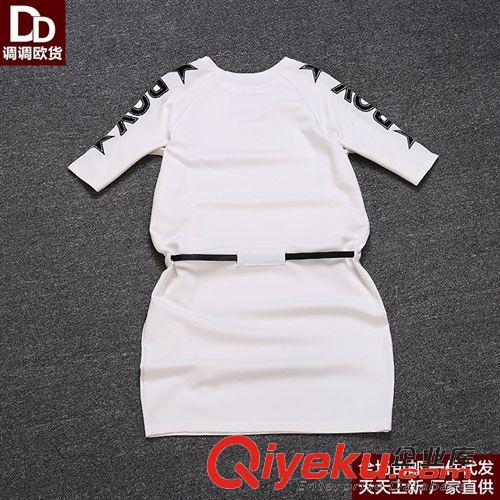 【裙裝系列】 2015 女裝春夏新品歐美大碼女裙惠歡衛衣繡花短袖連衣裙 Q3049原始圖片3
