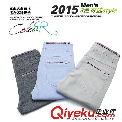 休閑運(yùn)動(dòng)褲 2015夏日薄款韓版潮男長(zhǎng)褲子 時(shí)尚亞麻直筒潮流男士修身休閑褲原始圖片3
