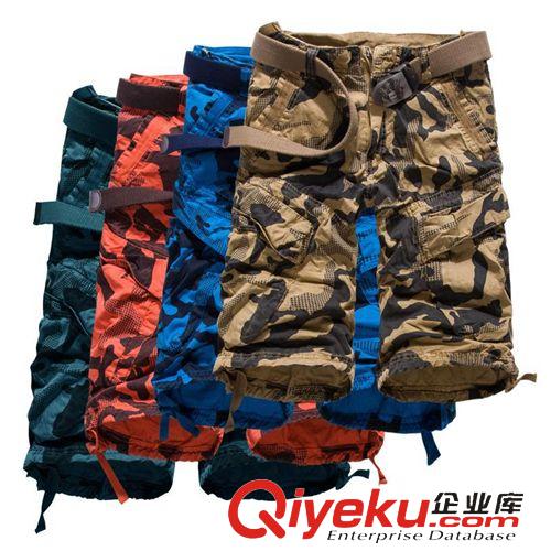 工裝褲 外貿(mào)2015夏裝新品沙灘褲迷彩七分褲 純棉寬松大碼男式工裝褲 批發(fā)原始圖片2