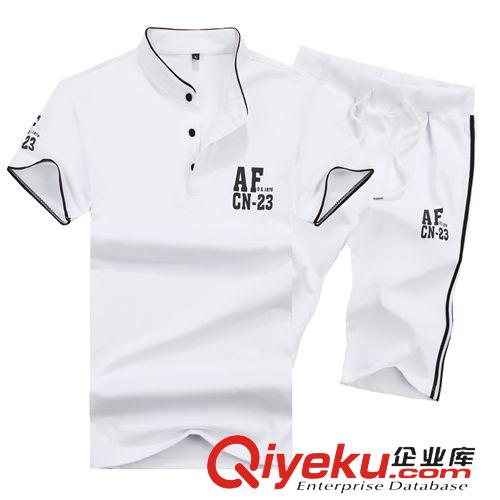 2015年夏季新款{dy}波 2015夏季新款韓版男士短袖T恤套裝AF衛(wèi)衣套裝POLO衫男裝批發(fā)8871原始圖片2