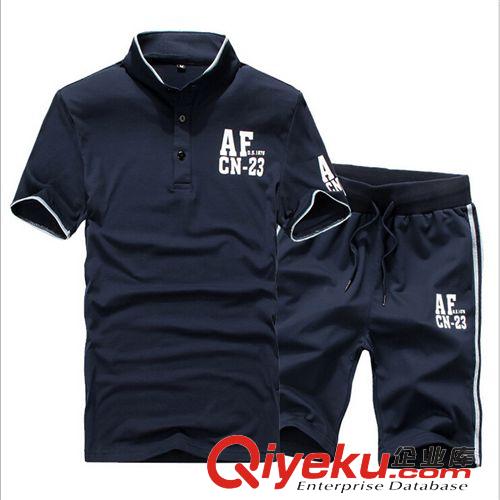 2015年夏季新款{dy}波 2015夏季新款韓版男士短袖T恤套裝AF衛(wèi)衣套裝POLO衫男裝批發(fā)8871原始圖片3