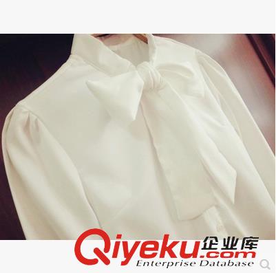 襯衣/襯衫/t恤類 新款A(yù)ngelbaby 同款大蝴蝶結(jié)白色襯衫女秋冬新款學(xué)院風(fēng)打底襯衣原始圖片2