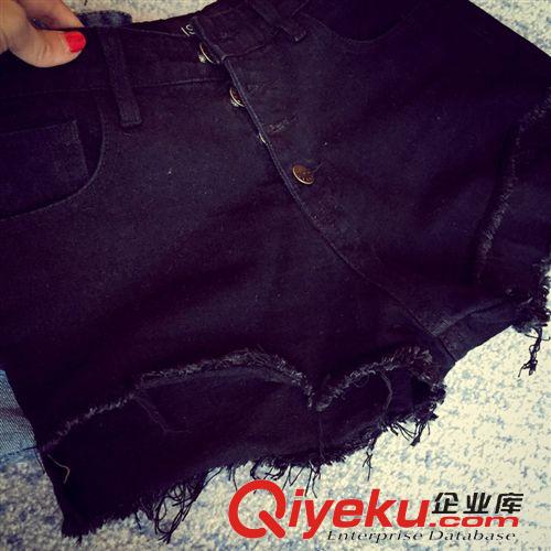 牛仔 726# 夏季新品 水洗牛仔褲 修身顯瘦高腰流蘇邊短褲原始圖片3