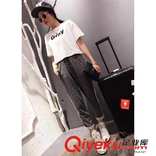 休閑套裝 Q29# 春季新品女裝 短款印花英文T+舒服休閑長褲 兩件套原始圖片2