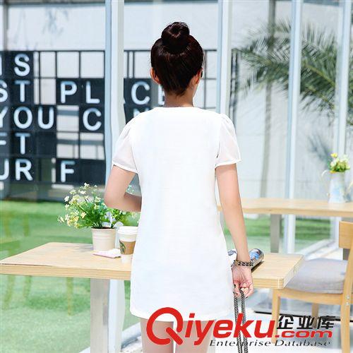 4.23上衣連衣裙 2015新款夏季韓版女裝修身顯瘦針織短袖T恤中長款打底衫 潮原始圖片2
