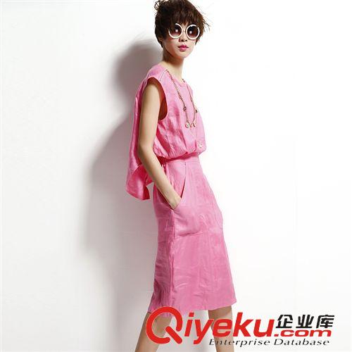 新款上新 2015夏裝歐洲站新款高端女裝批發(fā)代理時尚氣質優(yōu)雅無袖連衣裙潮原始圖片2