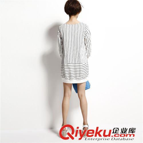 新款上新 歐洲站2015夏季新款女裝氣質(zhì)包臀裙批發(fā)代理條紋中袖連衣裙原始圖片3