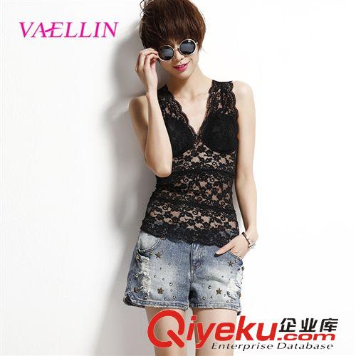 吊帶衫/小背心/裹胸 2015夏季新款歐洲站時尚舒適性感女士蕾絲深V領打底衫小背心批發