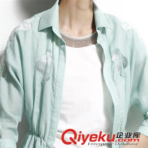 女式外套 歐洲站2015夏季新款女裝歐美時(shí)尚鏤空繡花防曬衣長(zhǎng)款女式襯衣外套原始圖片3