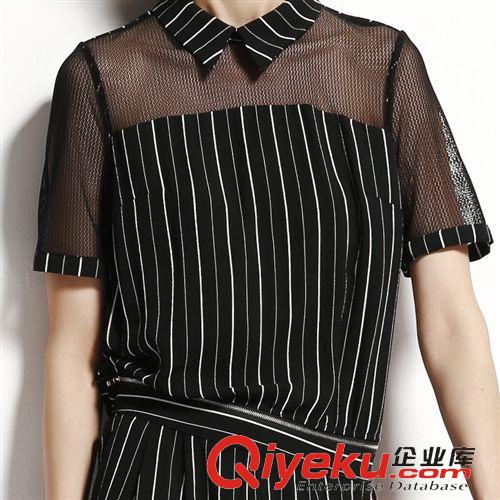 掌柜推薦 歐洲站2015夏季新款女裝歐美經典時尚OL條紋ts連體褲原始圖片3