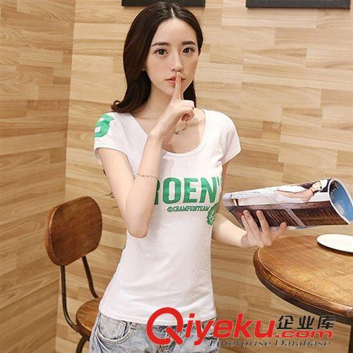 4月新品 2015夏裝女款新款修身百搭t恤簡約英文字母短袖t恤原始圖片3