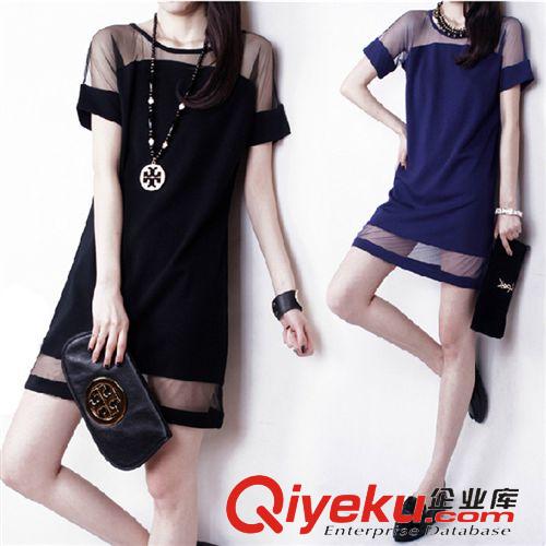 2015年3月新品 2015廠家直銷春新款韓版女裝寬松圓領(lǐng)拼接格子長(zhǎng)袖T恤大碼打底衫