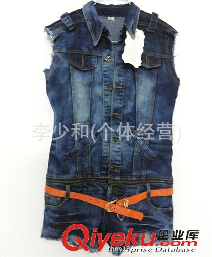2015年3月新品 2015新款韓版休閑牛仔連體短褲無袖馬甲修身顯瘦牛仔套裝原始圖片3