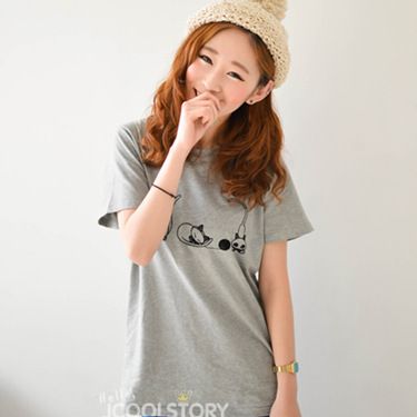 2015年3月新品 2015夏裝新款韓版大碼寬松女裝卡通上衣短袖T恤女四只小貓原始圖片2
