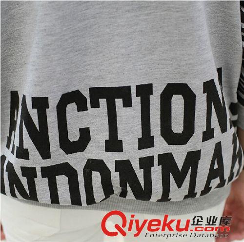 2015年1月新品 2015年春季新款韓版大碼女裝斑馬條紋寬松長袖衛(wèi)衣8084原始圖片2