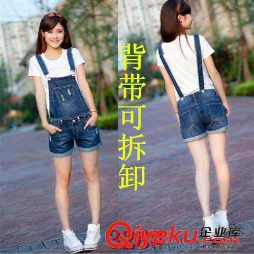 褲子 2015兩穿可拆卸夏季女 韓版潮 顯瘦牛仔背帶褲短褲連體褲吊帶短原始圖片3