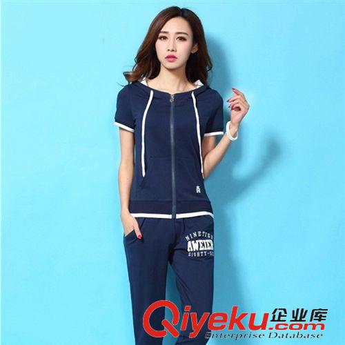 夏裝 修身顯瘦運(yùn)動(dòng)套裝女式休閑套裝 時(shí)尚減齡圓領(lǐng)設(shè)計(jì)運(yùn)動(dòng)服套裝開衫原始圖片3
