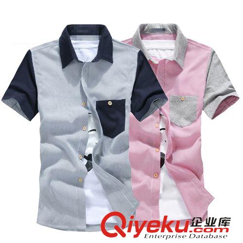 男式襯衫 2014秋冬新品男式襯衫加棉保暖韓版修身男士長袖襯衫拼接男裝外套