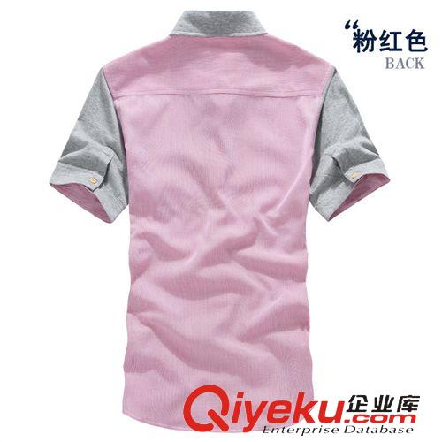 男式襯衫 2015夏季新款男式襯衫短袖男士韓版修身純棉拼接男裝清倉青少年潮原始圖片2
