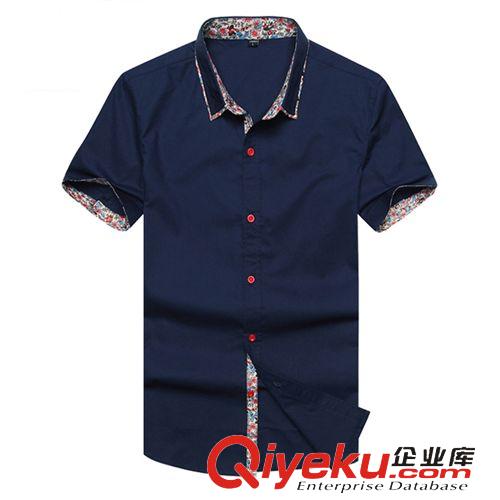 男式襯衫 2015夏季男士短袖襯衫男棉韓版修身襯衫男式薄款免燙亞麻海瀾剪標