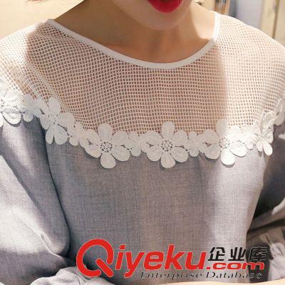 春裝來(lái)了 2015春季新款韓潮女郎復(fù)古甜美圓領(lǐng)泡泡袖連衣裙原始圖片3