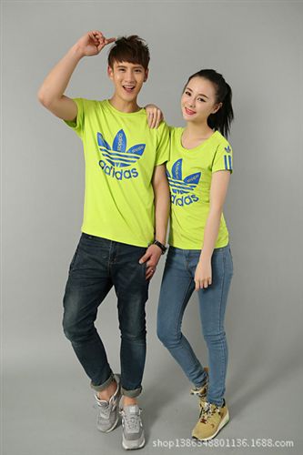 情侶套裝 批發(fā)夏裝韓版男女款短袖t恤三片葉草男女士短袖運(yùn)動(dòng)T恤情侶裝T恤原始圖片2