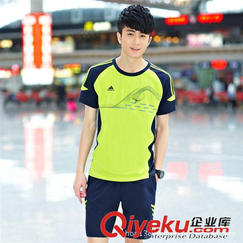 短袖套裝 運動品牌批發(fā)夏季新款男士短袖運動套裝純棉圓領(lǐng)男式運動休閑套裝原始圖片2