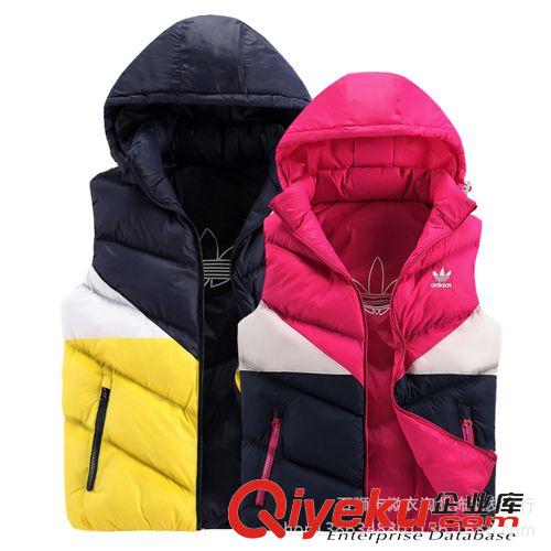 馬甲 廠家直銷秋冬新款情侶運動品牌運動馬甲 男女式加厚連帽運動馬甲原始圖片2
