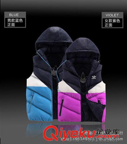 馬甲 廠家直銷秋冬新款情侶運動品牌運動馬甲 男女式加厚連帽運動馬甲原始圖片3