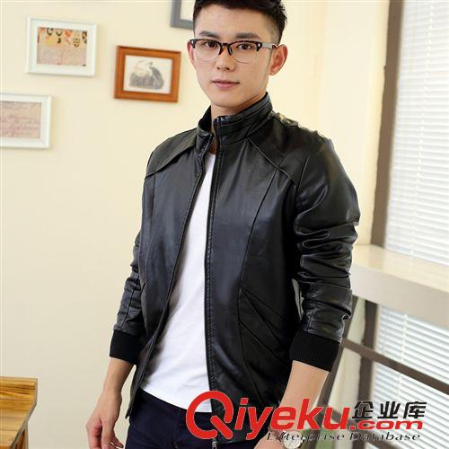 皮衣 廠家定做2014年秋冬新款韓版男裝男士皮衣外套時(shí)尚潮流男式皮夾克