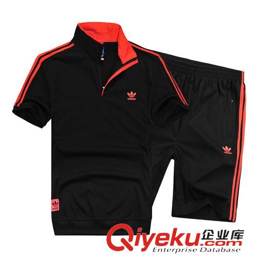2015短套 廠家直銷2015春夏新款男士運(yùn)動(dòng)休閑套裝翻領(lǐng)T恤五分褲套裝批發(fā)原始圖片2