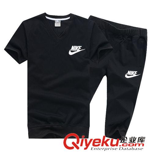 2015短套 2015夏季男士t恤運(yùn)動(dòng)套裝跑步服休閑短袖短褲純棉套裝服批發(fā)2306#原始圖片2