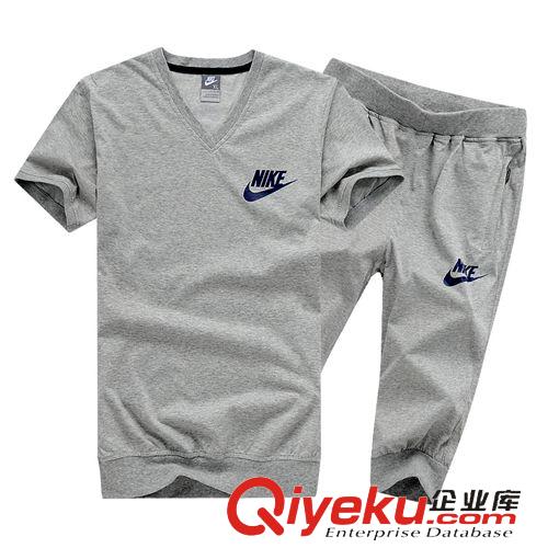 2015短套 2015夏季男士t恤運(yùn)動(dòng)套裝跑步服休閑短袖短褲純棉套裝服批發(fā)2306#原始圖片3