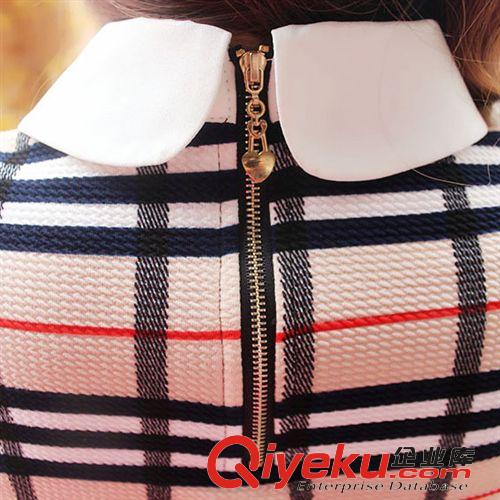 2015三月新款 Moyan2015春裝小立領(lǐng)格子打底衫女長(zhǎng)袖蝴蝶結(jié)上衣韓版套頭打底衣原始圖片3