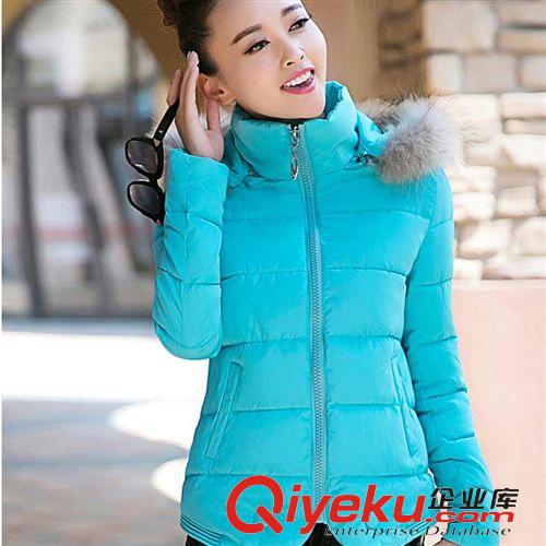 2014ˉ棉衣爆款{qg}中 tj2014冬季新款連帽A版加厚羽絨棉服韓版短款真毛領棉衣女外套