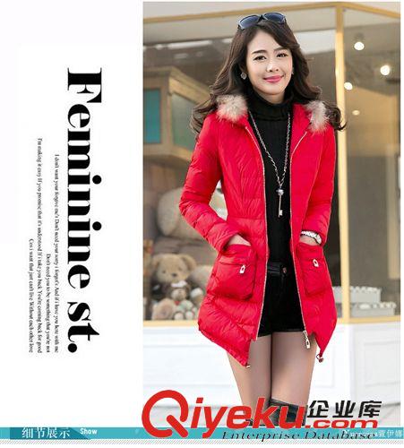 2014ˉ棉衣爆款{qg}中 棉衣女中長款2014冬裝新款韓版時尚小棉服外套毛領(lǐng)百搭加厚棉襖潮