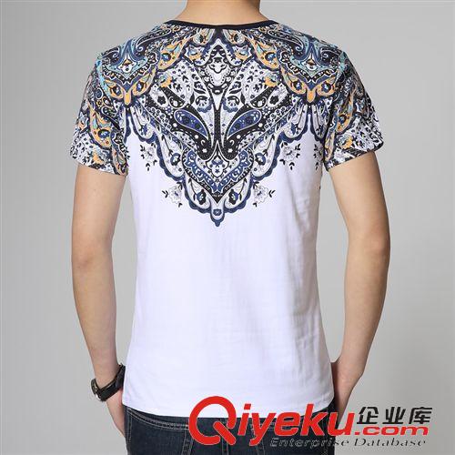 2015夏裝第二批 短袖t恤上衣服韓版印花圓領(lǐng)修身潮男裝 休閑半袖打底衫廠家直銷原始圖片2