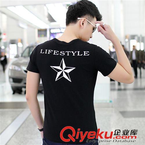 T恤 廠家直銷夏季新款衣服時尚潮修身男士圓領純棉短袖t恤男字母半袖原始圖片2