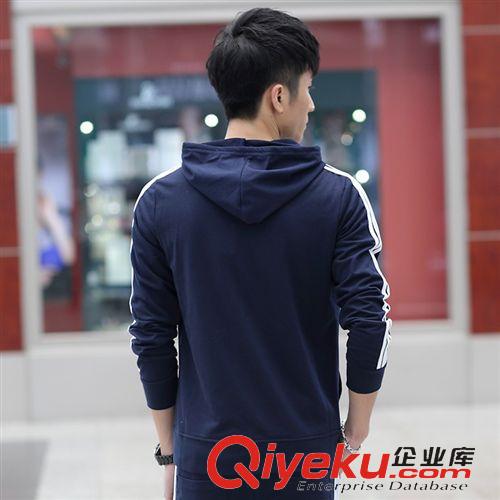 套裝 廠家直銷春秋款休閑連帽男士開衫衛(wèi)衣套裝韓版修身加大碼運(yùn)動(dòng)男裝