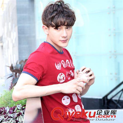 掌柜推薦（2）期爆款 2015新品t恤男士 時尚潮流修身男式印花t恤男裝純棉短袖t恤潮牌原始圖片2