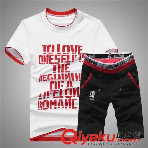 掌柜推薦 2015夏季新款男裝休閑運動服男式休閑套裝圓領短袖運動套裝男批發原始圖片3