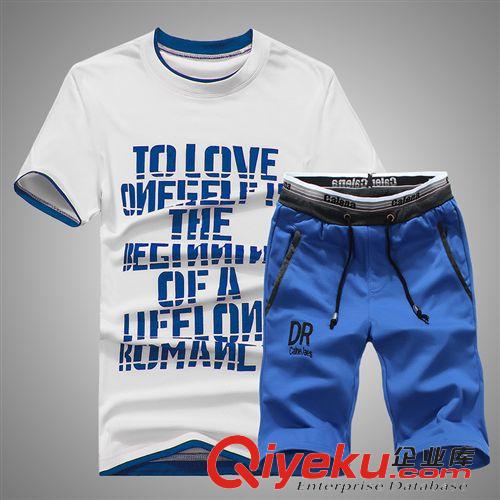 男式運(yùn)動套裝 2015夏季新款男裝休閑運(yùn)動服男式休閑套裝圓領(lǐng)短袖運(yùn)動套裝男批發(fā)
