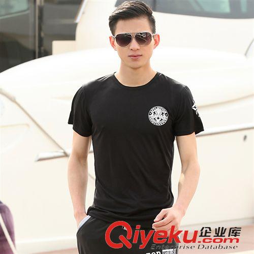 男式運(yùn)動套裝 純棉男士短袖t恤套裝 2015夏季新款 青年男式運(yùn)動套裝 廠家批發(fā)