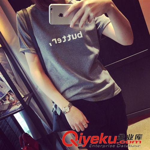 掌柜推薦 簡(jiǎn)約英文字母修身顯瘦短袖T恤原始圖片2