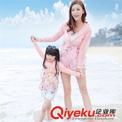 防曬衣，外套 媽媽女童親子裝夏裝防曬衣女長(zhǎng)袖防紫外線中長(zhǎng)款拼接印花防曬服潮原始圖片3