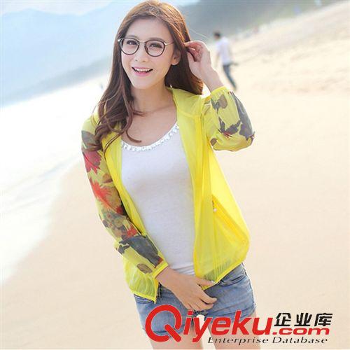 防曬衣，外套 2015夏季新款韓版印花大碼防曬衣女短款長袖防紫外線連帽時尚開衫原始圖片2