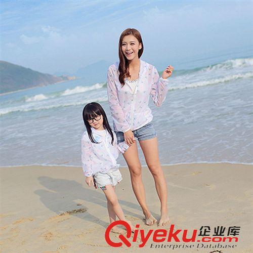 防曬衣，外套 夏季新款媽媽女童親子裝外套超薄款長袖防紫外線短款印花防曬衣潮原始圖片3